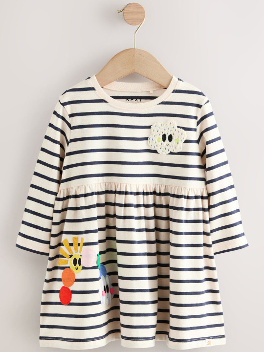 NEXT Girls Striped Applique A-Line Dress