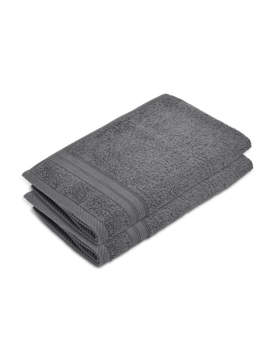 Layers Set Of 2 Grey 450 GSM Pure Cotton Hand Towel