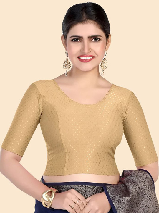 SHREEJI DESIGNER Women Woven Design Round Neck Stretchable Saree Blouse