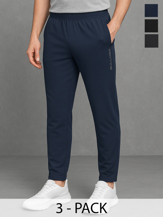 BULLMER Men Pack Of 3 Mid-Rise Track Pants