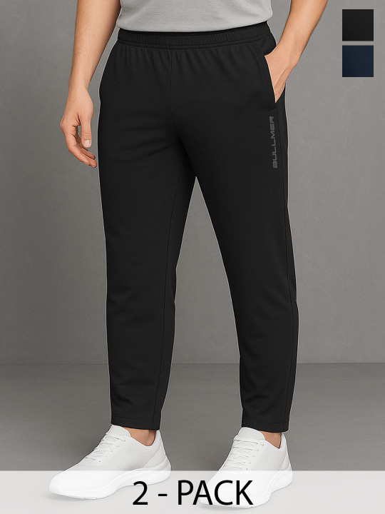 BULLMER Pack Of 2 Men Solid Mid Rise Regular Fit Track Pants