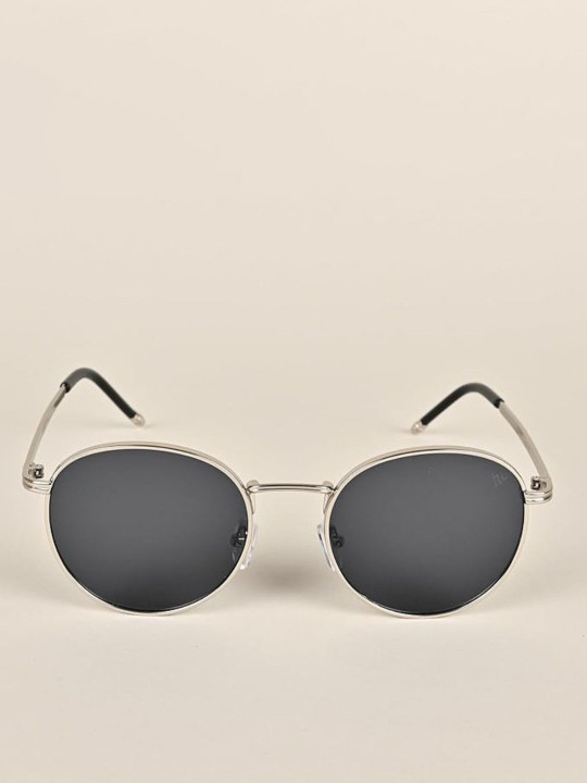SPADEACES Men Full Rim UV Protected Round Sunglasses Round black_11