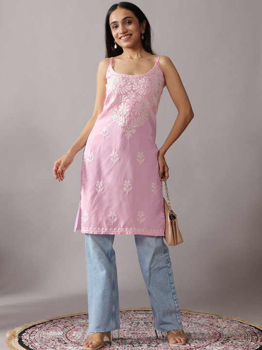 colorkosh Women Ethnic Motifs Embroidered Chikankari Kurta