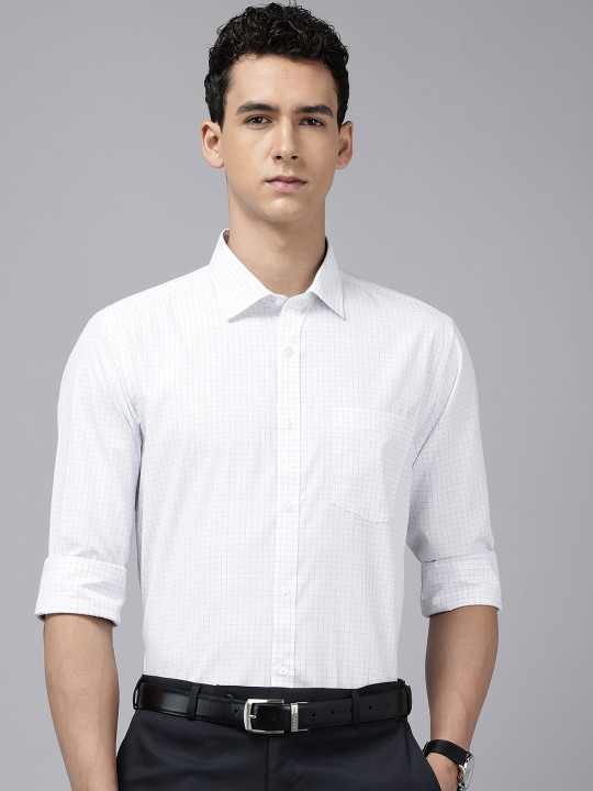 Park Avenue Slim Fit Grid Tattersall Checks Formal Shirt