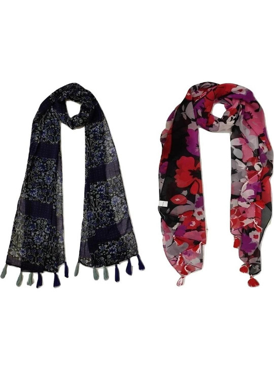 StoleVilla Women Multicoloured Chiffon Floral Stoles