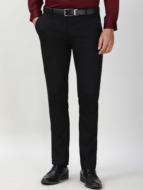 Peter England Men Slim Fit Mid-Rise Formal Trousers