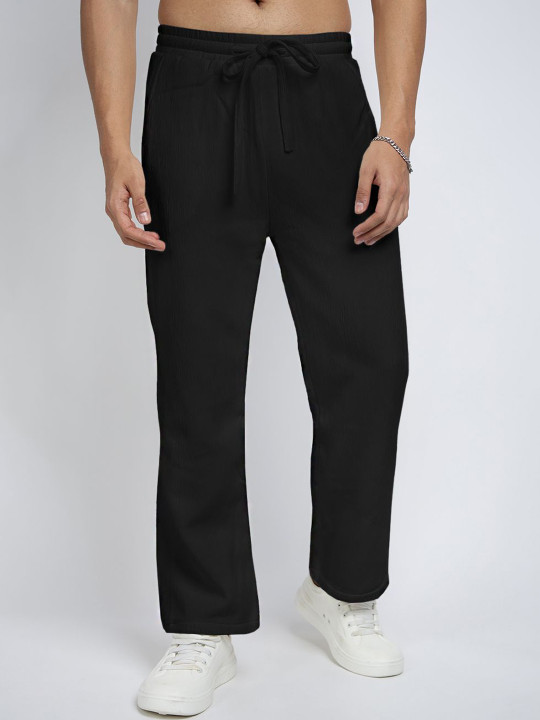 SHOWOFFFF Men Straight Fit Low-Rise Cotton Trouser