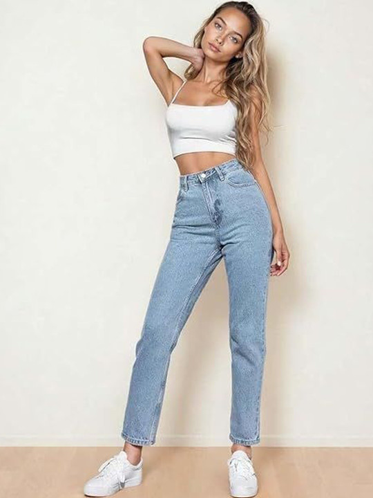 AngelFab Women Boyfriend Fit High-Rise Stretchable Jeans