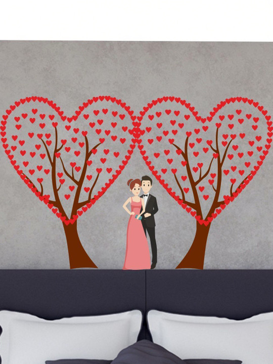 Sai Designs Red & Black Valentine Day Special Decorative Wall Sticker