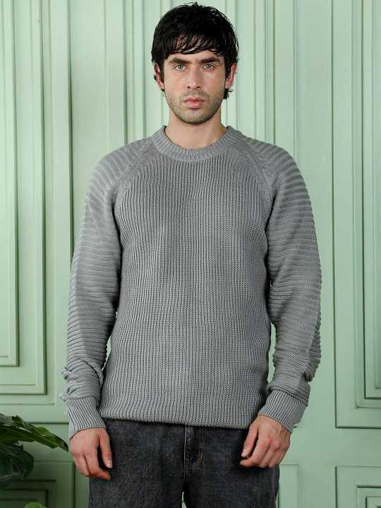 Campus Sutra Men Ribbed Pullover