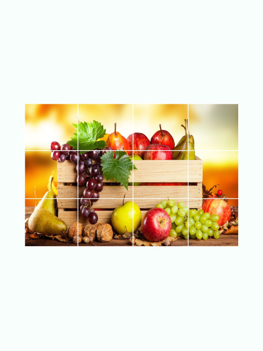 Sai Designs Yellow & Red Fruit Printed Self-Adhesive Wall Stickers