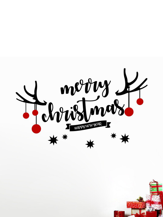 Sai Designs Black & Red Christmas Wishes Wall Sticker