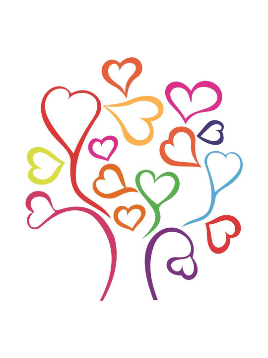 Sai Designs Red & Pink Heart Tree Printed Self-Adhesive Wall Stickers