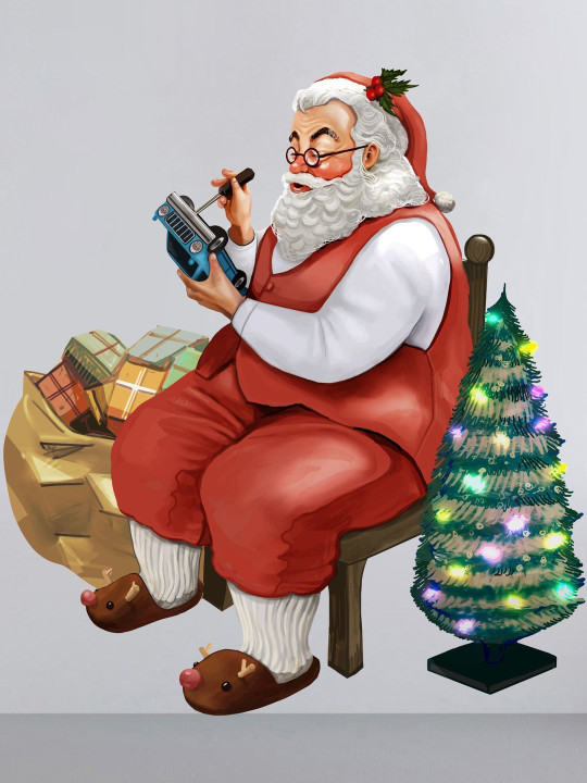 Sai Designs Red & Green Santa Printed Self-Adhesive Wall Stickers