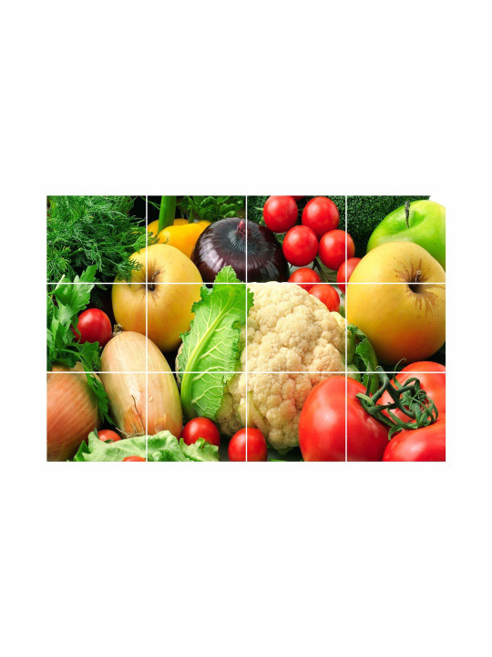 Sai Designs Red & Green Waterproof Mix Vegetables Kitchen Wall Sticker