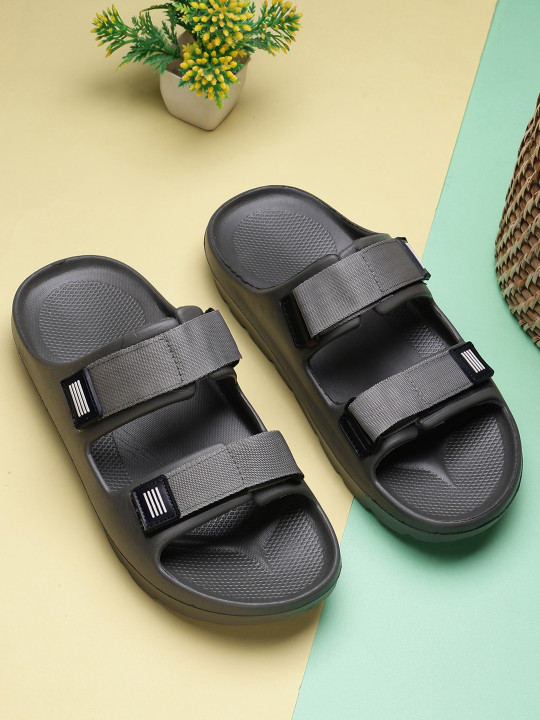 Athree Men Rubber Double Strap Sliders