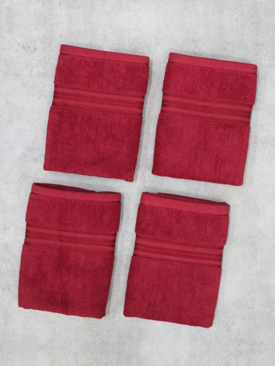 ZAHYA 4Pcs Red Pure Cotton Highly Absorbent 500-GSM Hand Towels