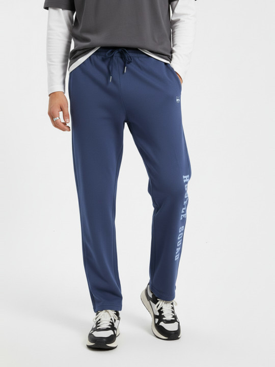 glitchez Men Typography Printed Straight Fit Track Pants