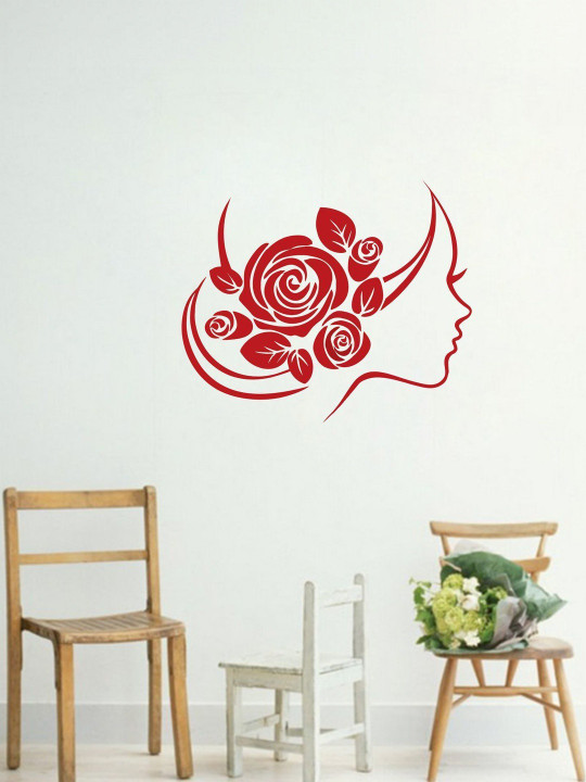 Sai Designs Red Beautiful lady Wall Sticker