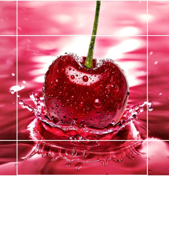 Sai Designs Pink & Green Beautiful Cherry Waterproof Kitchen Wall Sticker