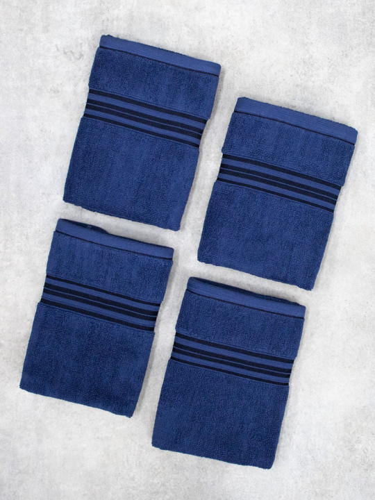 ZAHYA 4Pcs Blue Pure Cotton Highly Absorbent 500-GSM Hand Towels