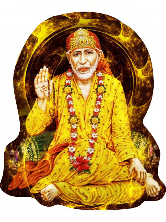 Sai Designs Yellow & Red Sai Baba Adhesive Wall Sticker
