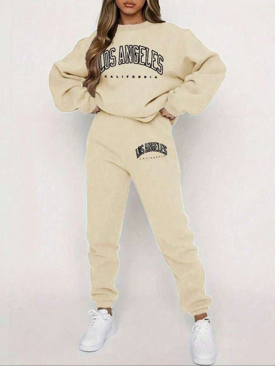 KASHIAN Printed Round Neck Sweatshirt & Joggers Co-Ords Set