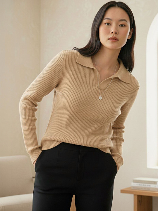 Genzy Women Polo Collar T-shirt