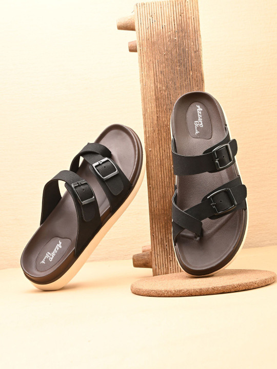Azzaro Black Men Comfort Sandals