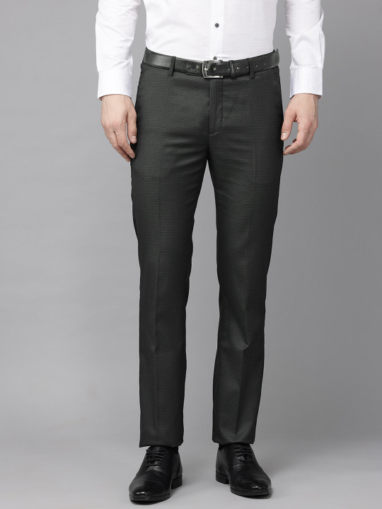 Arrow Men Checked Mid-Rise Tailored Fit Formal Trousers