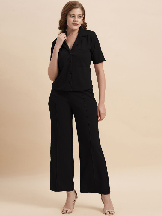 Selvia Edge Lapel Collar Neck Shirt & Trousers Co-Ords
