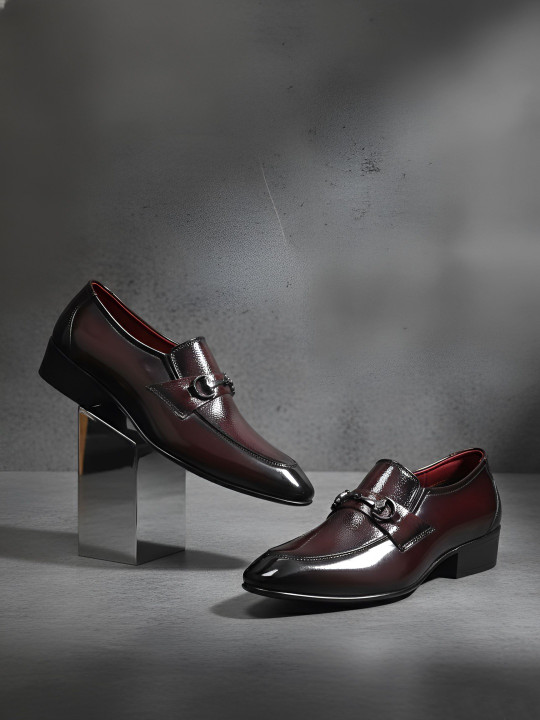House of Pataudi Men Pointed Toe Slip-On Formal Loafers