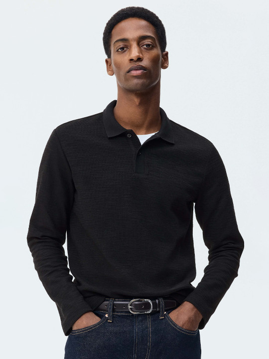 H&M Slim Fit Long-Sleeve Polo Shirt