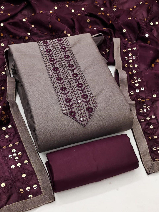 KALINI Embroidered Pure Cotton Unstitched Dress Material