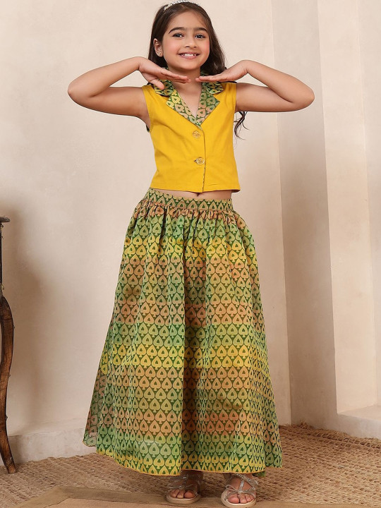 Bugandbees Printed Top With Skirt