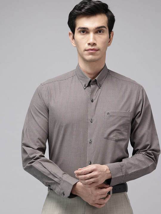 Arrow Manhattan Slim Fit Textured Pure Cotton Formal Shirt