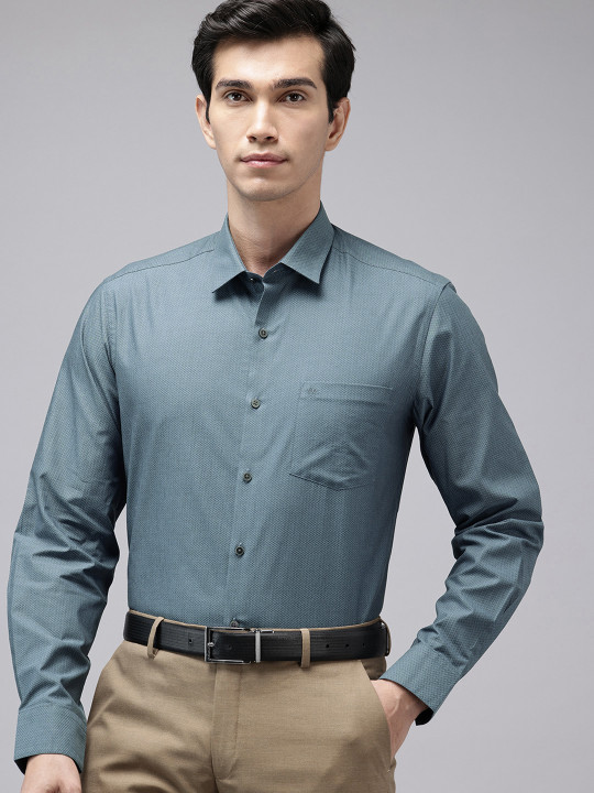 Arrow Manhattan Slim Fit Geometric Printed Pure Cotton Formal Shirt