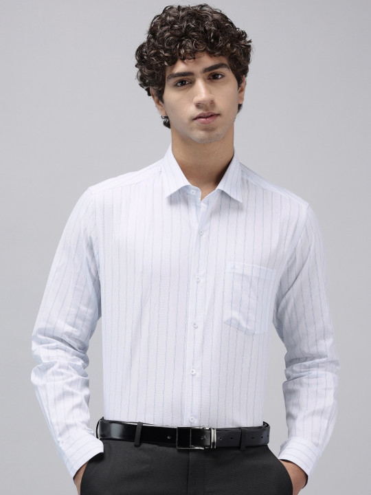 Arrow Manhattan Slim Fit Striped Pure Cotton Formal Shirt