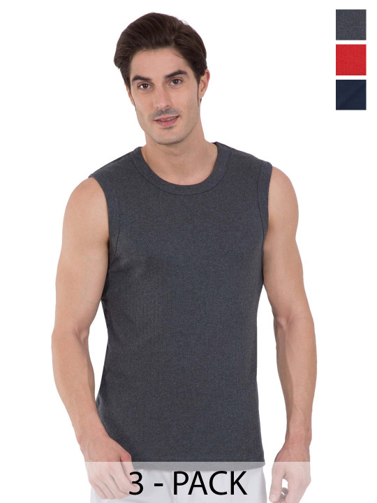 COLORS by Rupa Frontline Pack Of 4 Self Design Cotton Anti-Bacterial Basic Innervests
