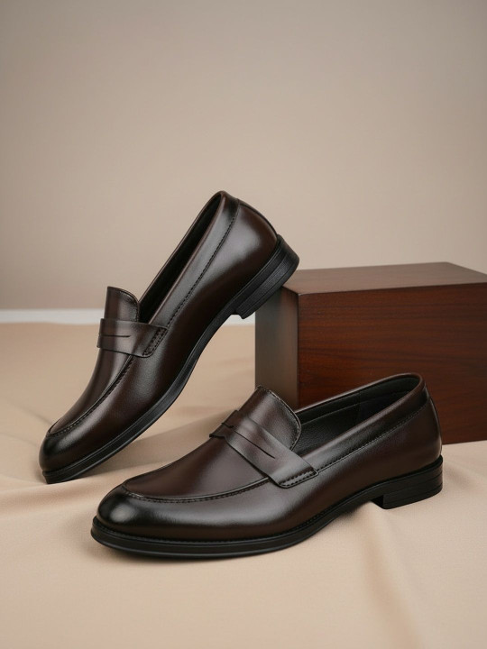 House of Pataudi Men Round Toe Slip-On Formal Shoes