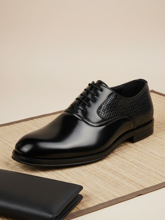 House of Pataudi Men Round Toe Lace-Ups Oxfords Formal Shoes