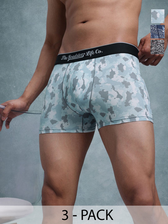 Roadster The Lifestyle Co Pack Of 3 Printed Breathable Trunks