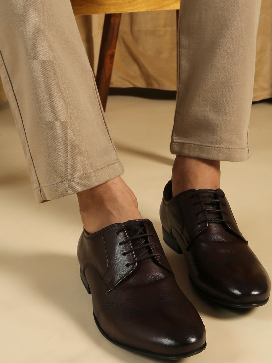 ATESBER by Inc.5 Brown Textured Leather Derbys