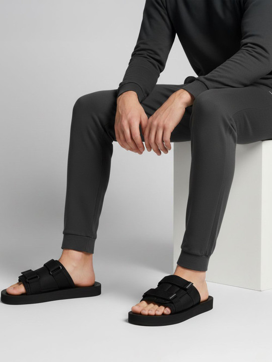 NoStrain Men Platform Sandals With Triple Hook & Loop Fit