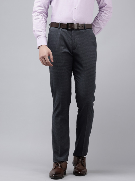 Arrow Men Hudson Tailored Fit Checked Formal Trousers