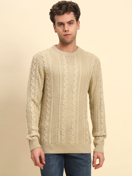 Cantabil Men Cable Knit Pullover