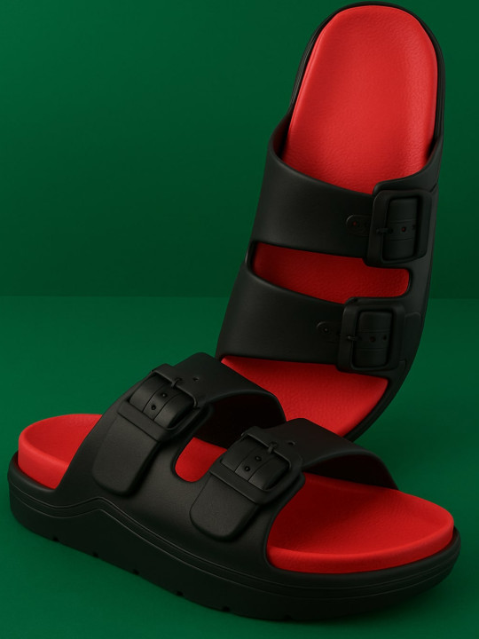 glitchez Men EVA Lightweight Sliders With Buckle Detail