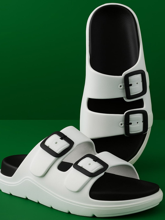 glitchez Men Buckle Detailed Lightweight Sliders