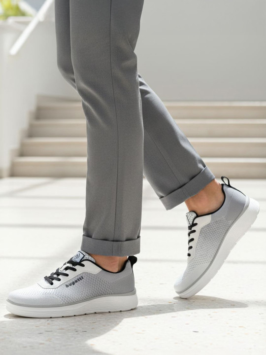 Bugatti Men Woven Design Lace-Ups Sneakers with Laser Cuts