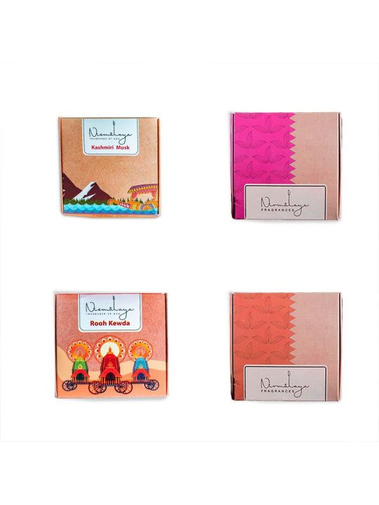 Nirmalaya Set of 4 Rooh Kewda Kashmiri Musk Sandalwood & Rose Cones Combo
